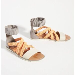 Sorel Ella II Ankle-Strap Leather Sandal Women’s Size 9 Orange Gray